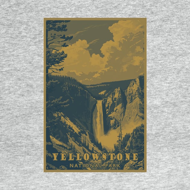 Doutone Yellowstone National Park Travel Poster by GreenMary Design